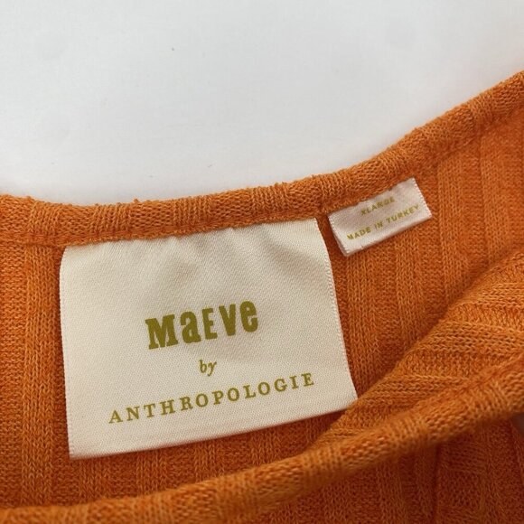 Maeve Anthropologie Orange Ribbed CutOut Tank Top Size XL Cutout Sleeveless - Picture 5 of 9